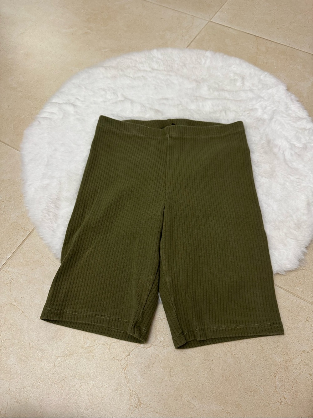 Forever 21 Olive Green Ribbed Bike Shorts Size Small